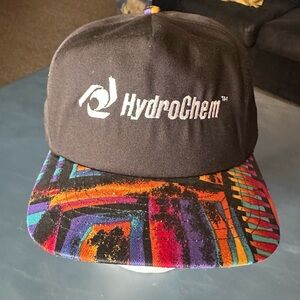 Vintage 90s HydroChem SnapBack Hat Geometric Brim Abstract Retro Cap